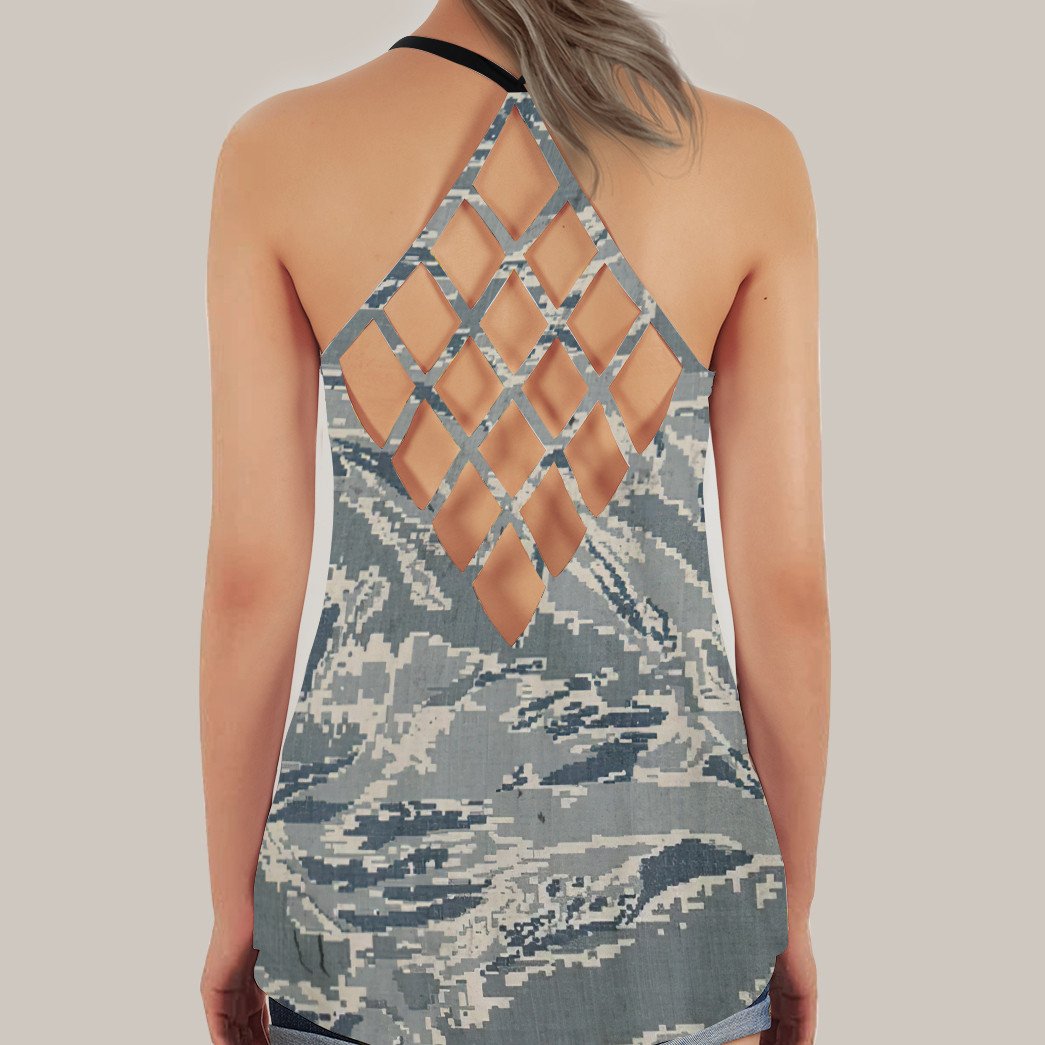 3D Air Force Mom Mothers Day Custom Criss Cross Tank Top